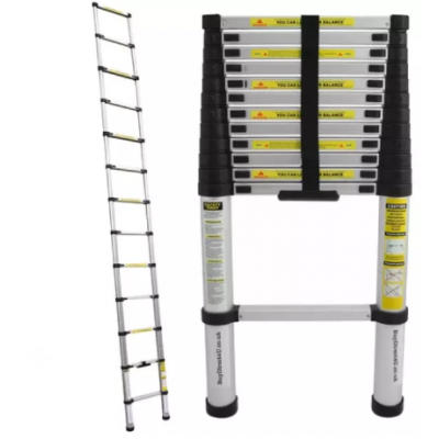 3.8M Loft Multi-Purpose Aluminium Telescopic Ladder Extension Extendable Steps +